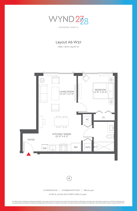 W27 - 1BR 1BA_653 SF at WYND 27 & WYND 28, Miami, 33127